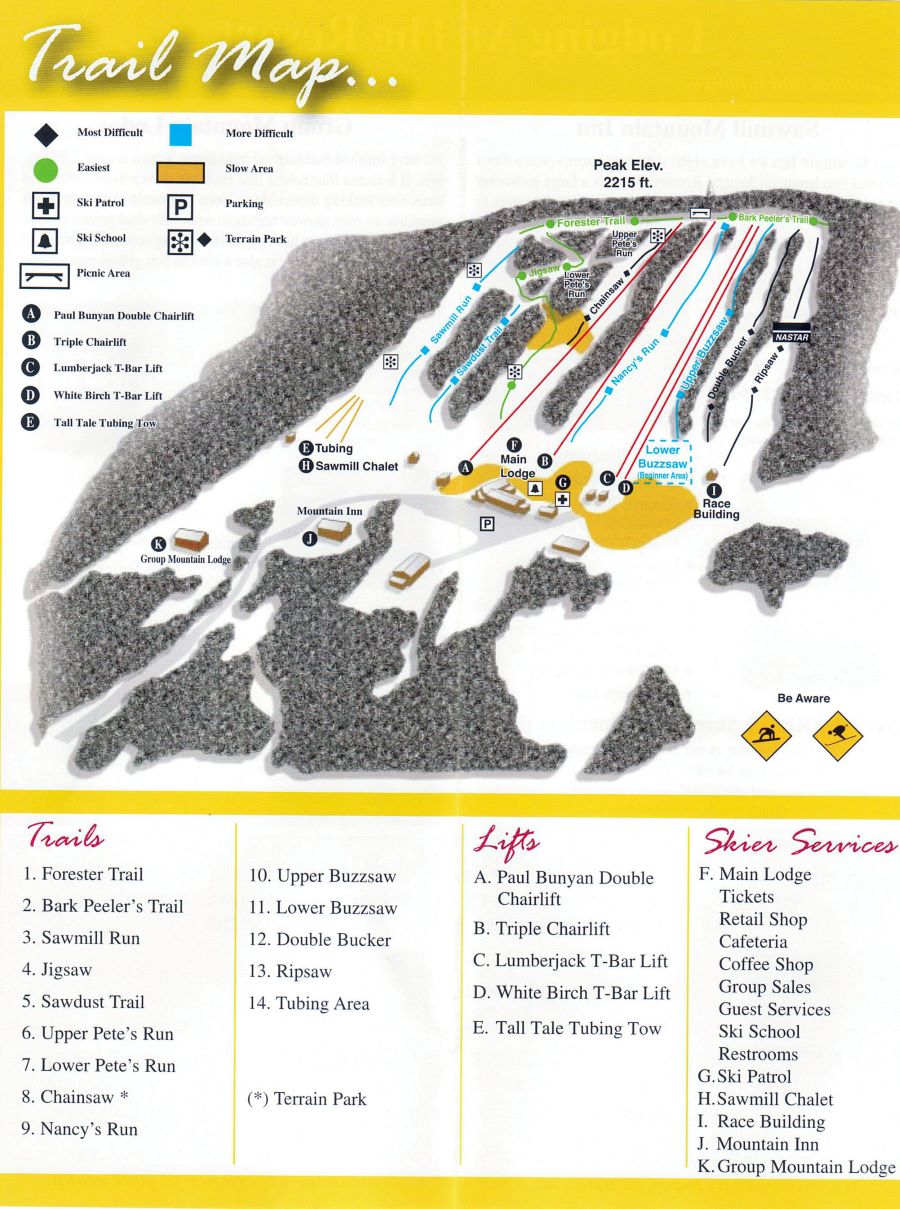 Ski Sawmill trail map